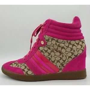 Coach Alara High Top Wedge Sneakers in Hot Pink 6.5